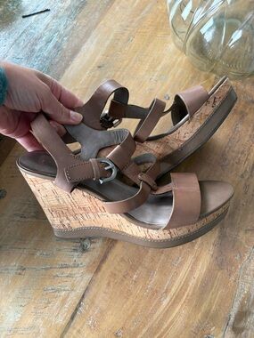 Franco Sarto - Women’s Brown Cork Wedge Sandals  size 9 US